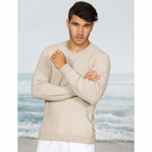 Man wearing Crew Sweater in Natural.