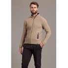 McDonald-Possum & Merino Rib Zip Jacket with Leather Trim (6610/)Mocha