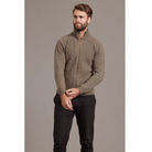 McDonald - Possum & Merino Rib Front Jacket (6602/)Bark