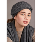Merino & Possum Cable Beret in colour Pewter