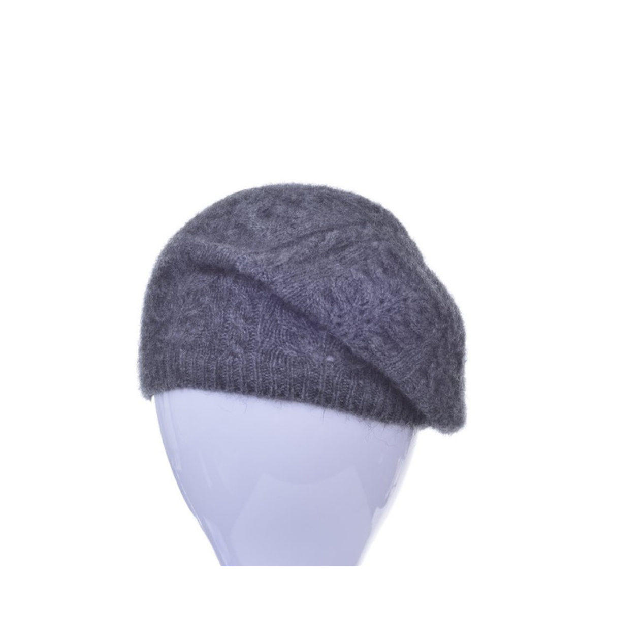Merino & Possum Cable Beret in colour Pewter