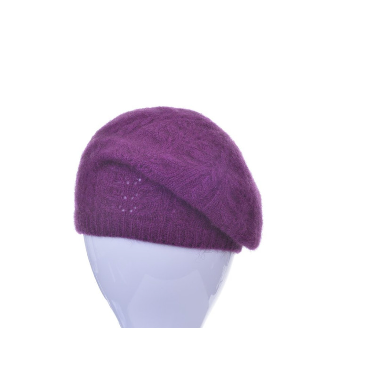 Merino & Possum Cable Beret in colour Berry
