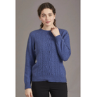 Possum and merino crew neck jersey with lace detail. Orchid