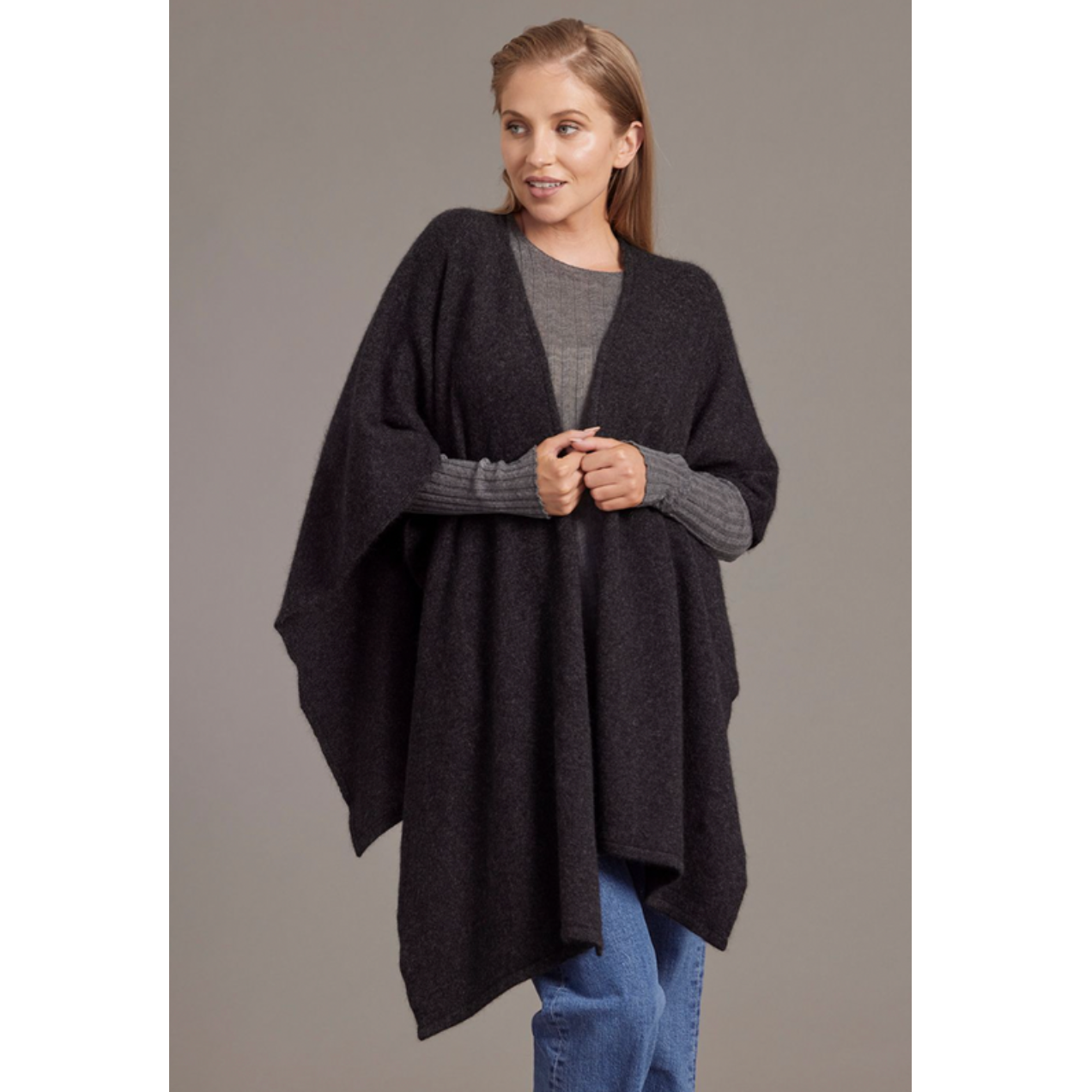 McDonald - Possum & Merino Split Front Cape (616)