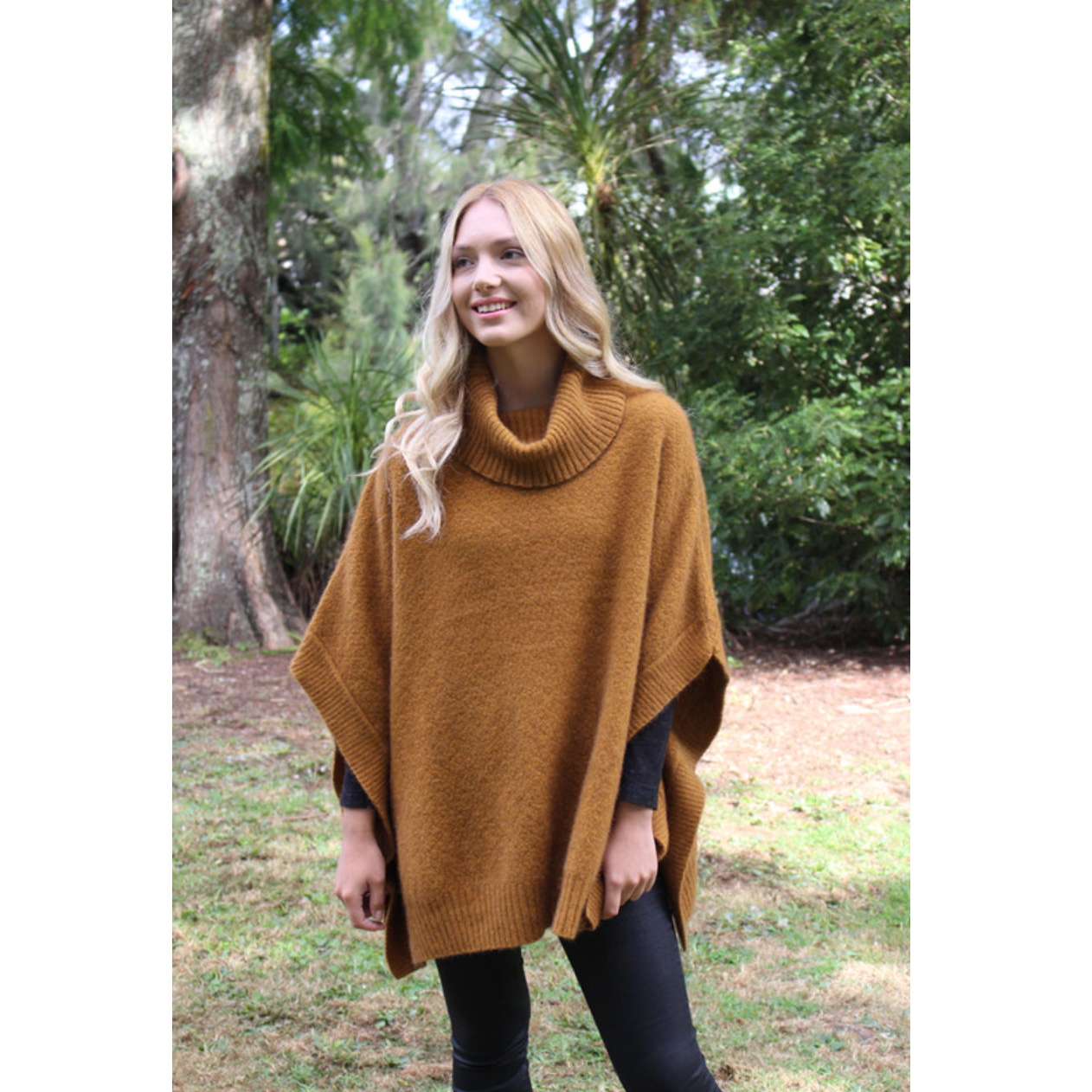 Lothlorian - Merino & Possum Lush Cowl Neck Poncho (9768)Gold