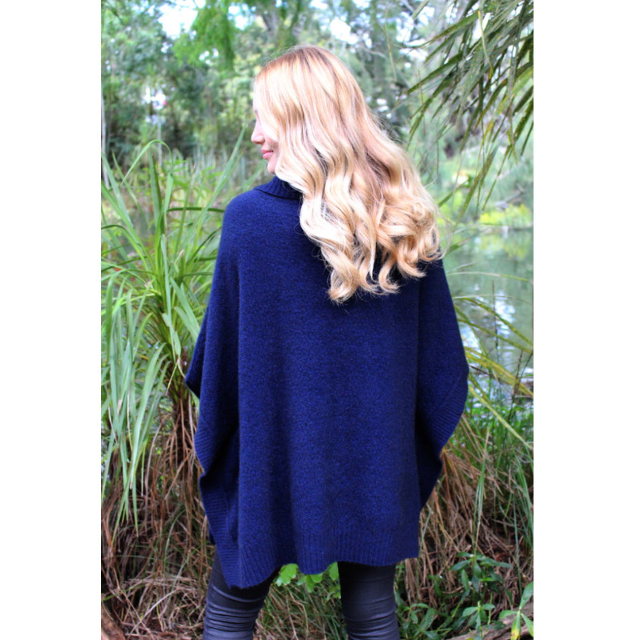 Lothlorian - Merino & Possum Lush Cowl Neck Poncho (9768)Midnight