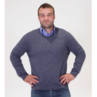 Native World - Merino & Possum Men's Vee Neck Sweater (NB121)Sky