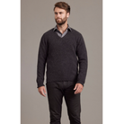 McDonald - Possum & Merino Rack Stitch V Neck Jersey (6601)-Charcoal