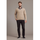 McDonald - Possum & Merino Rack Stitch V Neck Jersey (6601)-Mocha