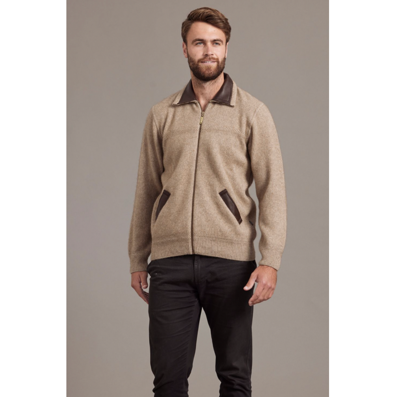 McDonald - Possum & Merino Lambskin Collar Jacket -Mocha