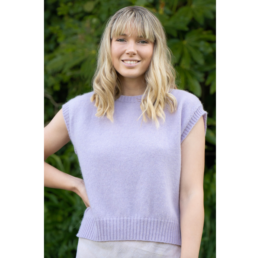 Lothlorian - Alpaca Plain Crew Neck Vest (ALP075)Lilac