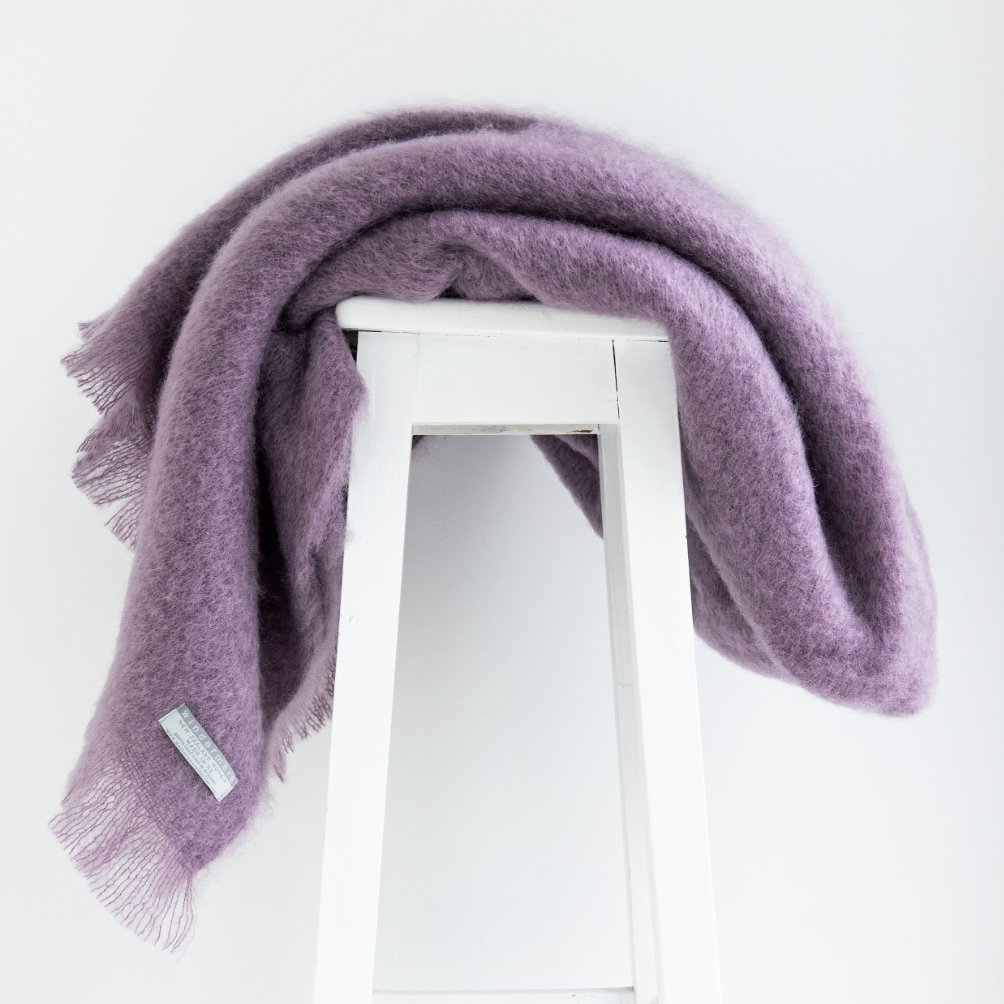 Amethyst colour mohair rug