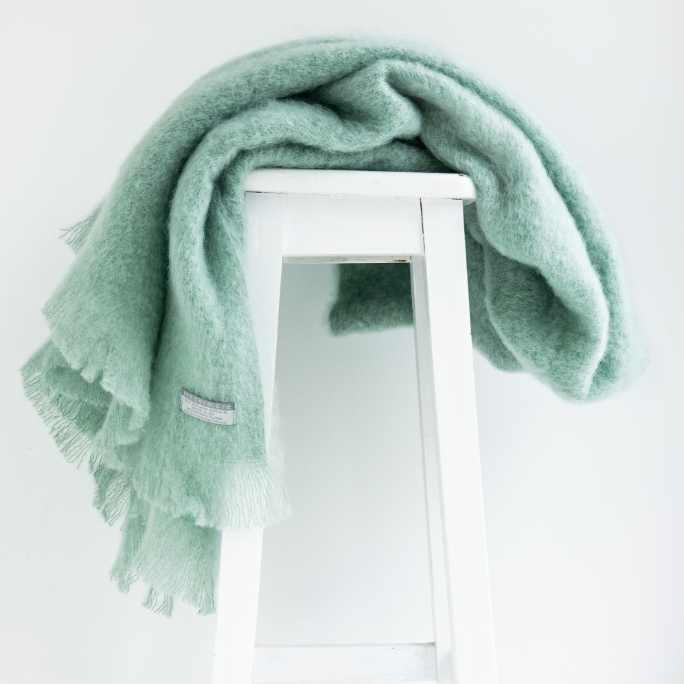 Mint colour mohair rug