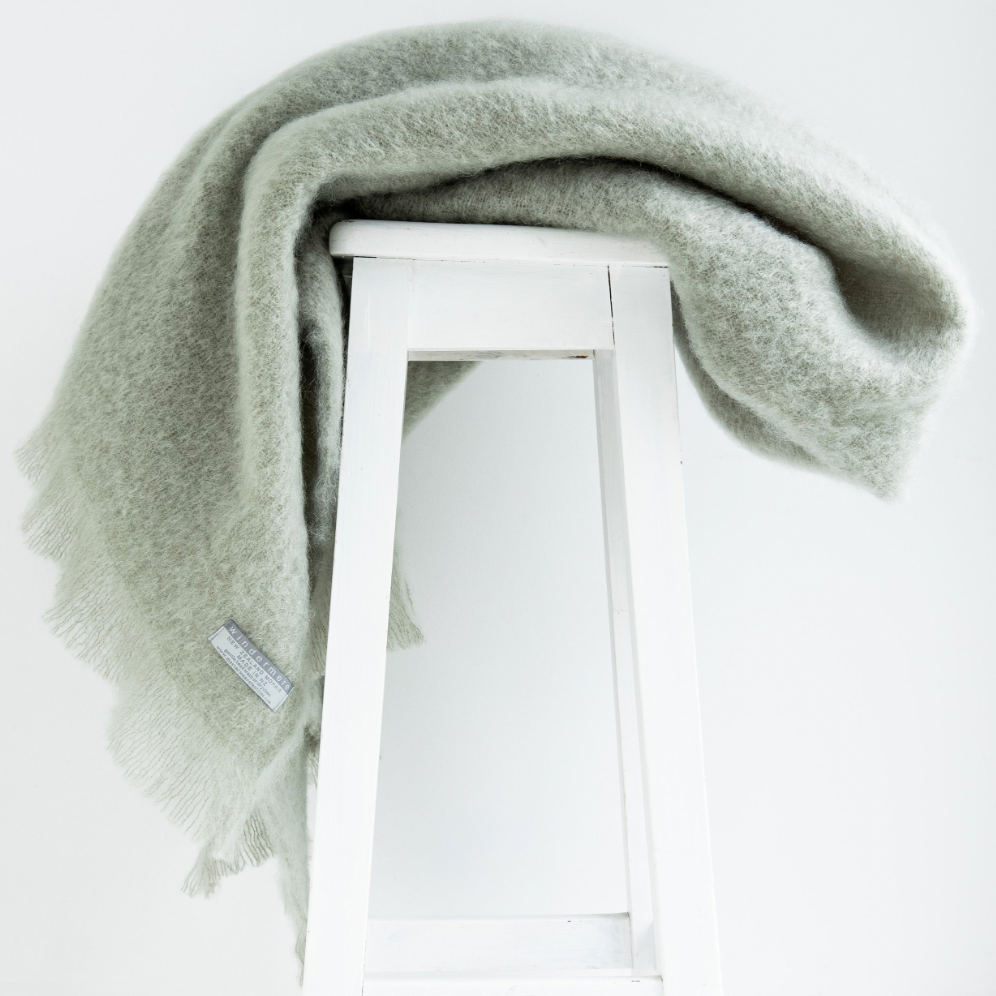 Sage colour mohair rug