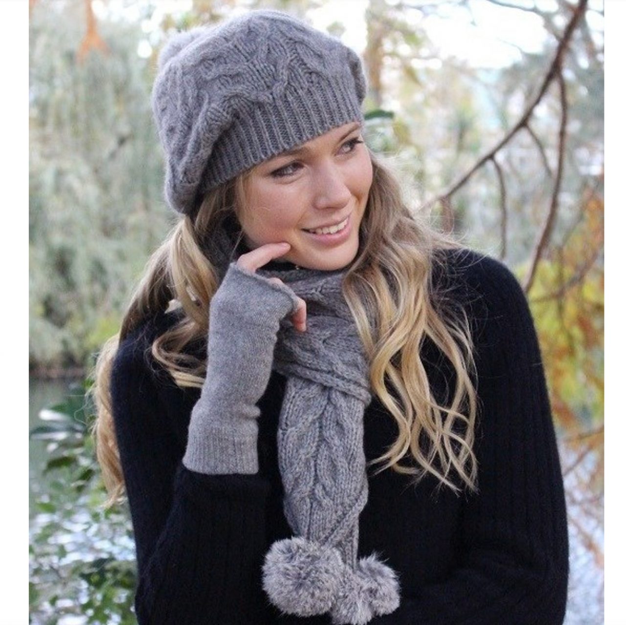 Silver colour beanie and scarf