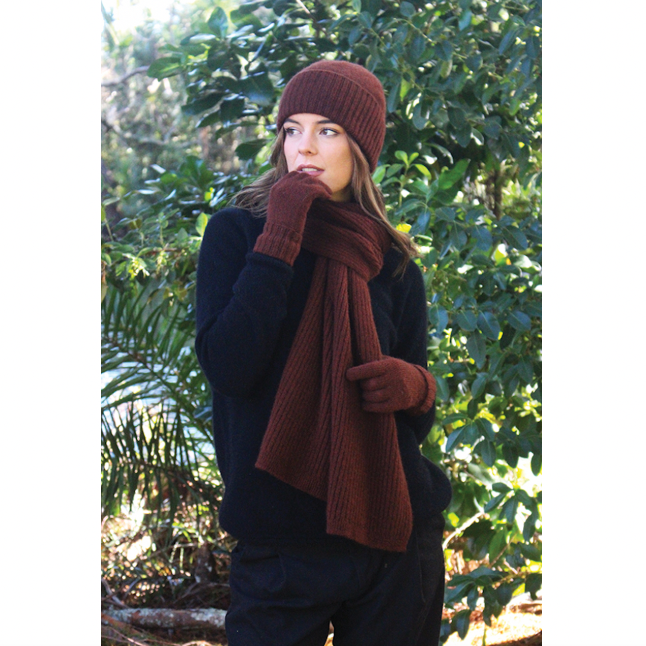 Lothlorian - Merino & Possum Turnback Scarf (9732)Russet