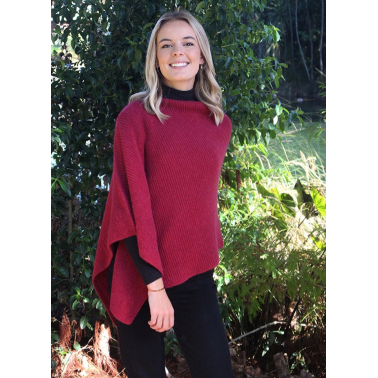 Claret - Lothlorian - Alpaca Rib Poncho (ALP051)