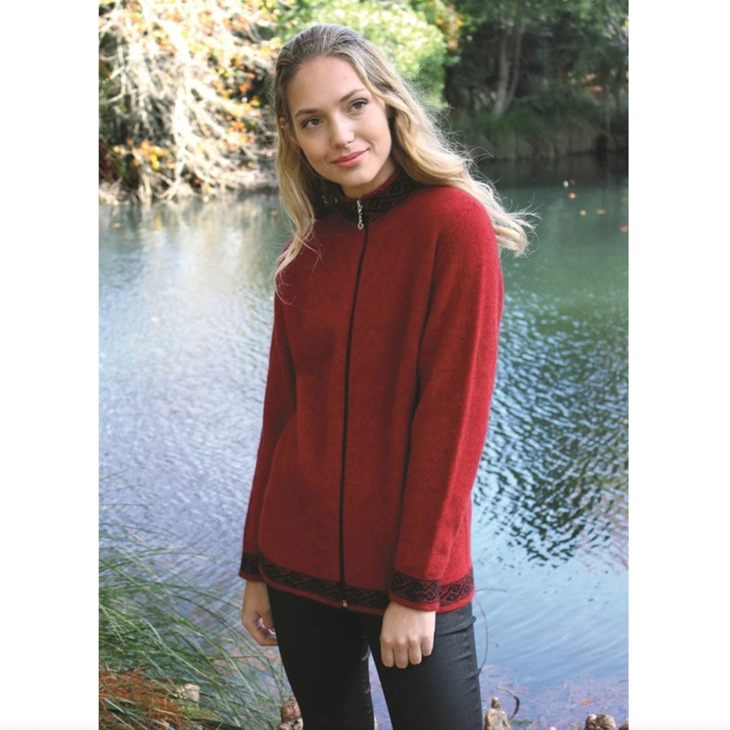 Lothlorian - Motif Zip Cardigan Red