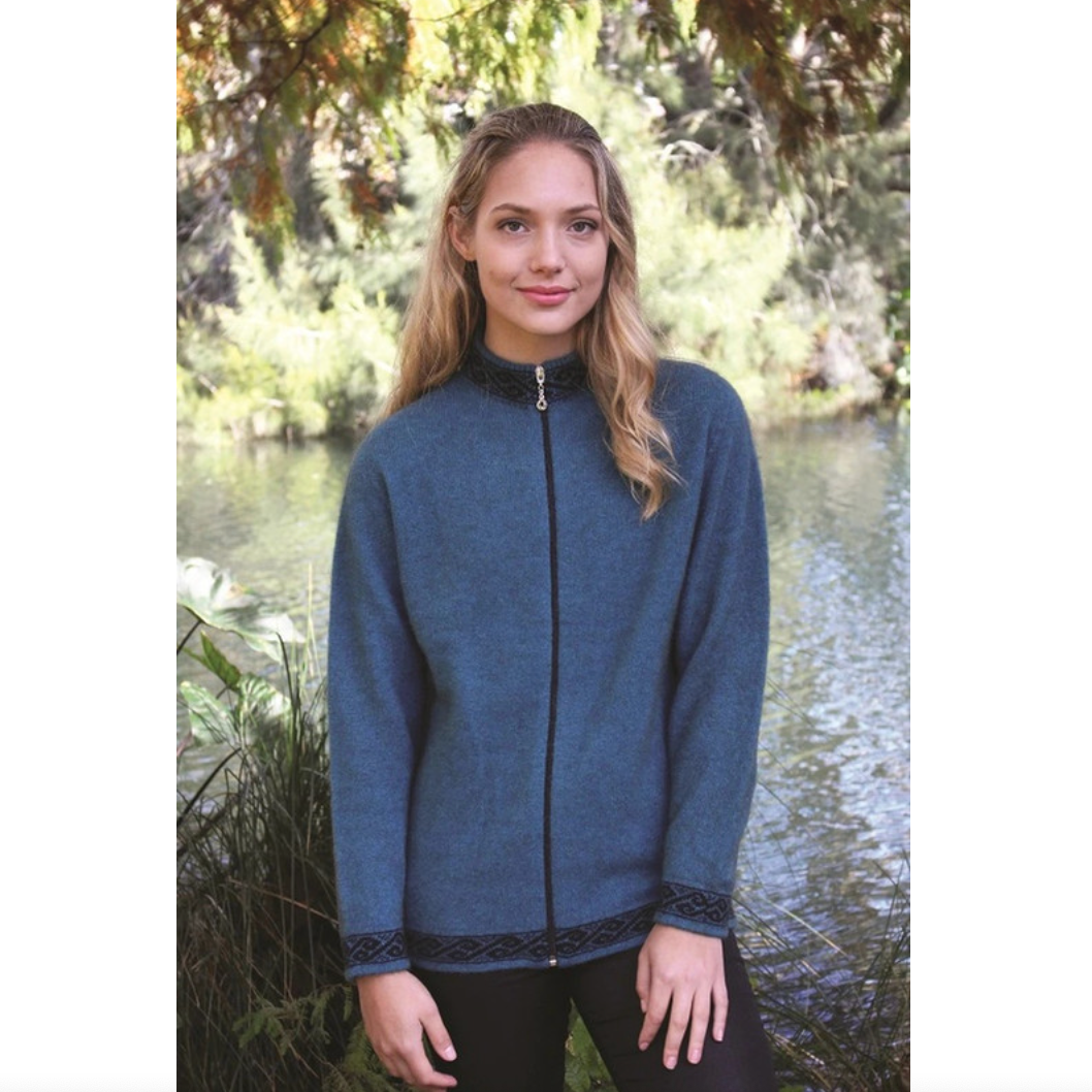 Lothlorian - Motif Zip Cardigan Light Blue