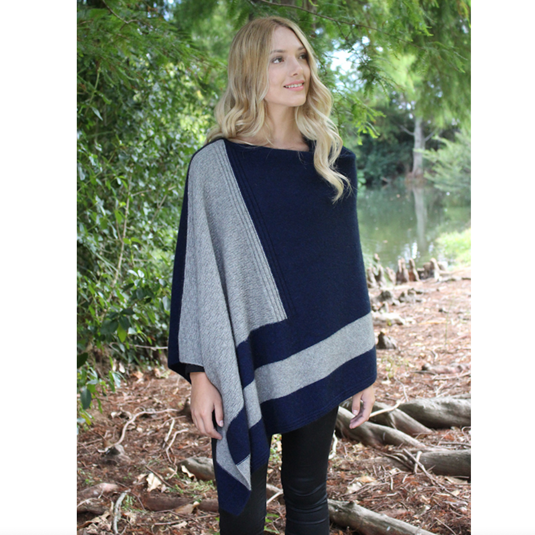 Midnight/Silver multicolour cosset poncho