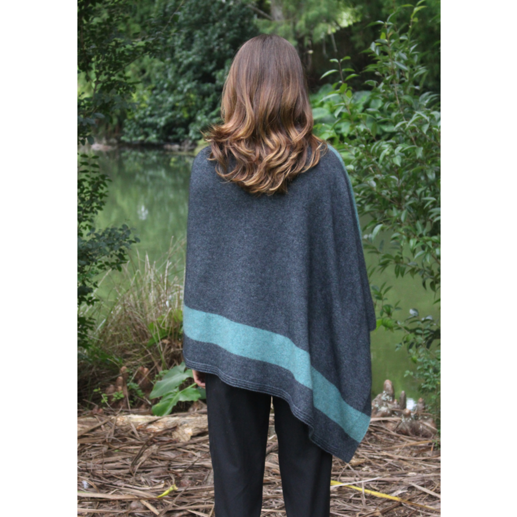 Lothlorian - Merino & Possum Cosset Poncho - Charcoal/Sage