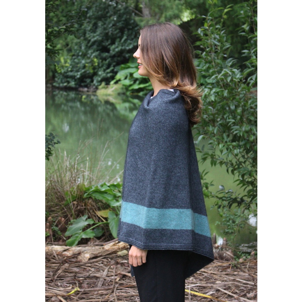 Lothlorian - Merino & Possum Cosset Poncho - Charcoal/Sage