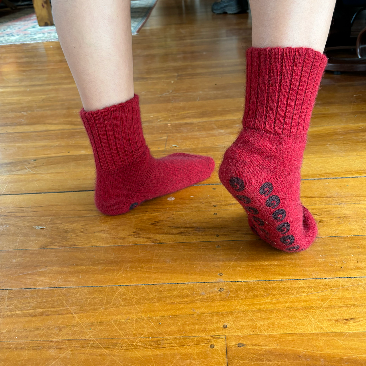 Lothlorian - Merino & Possum House Sock Red