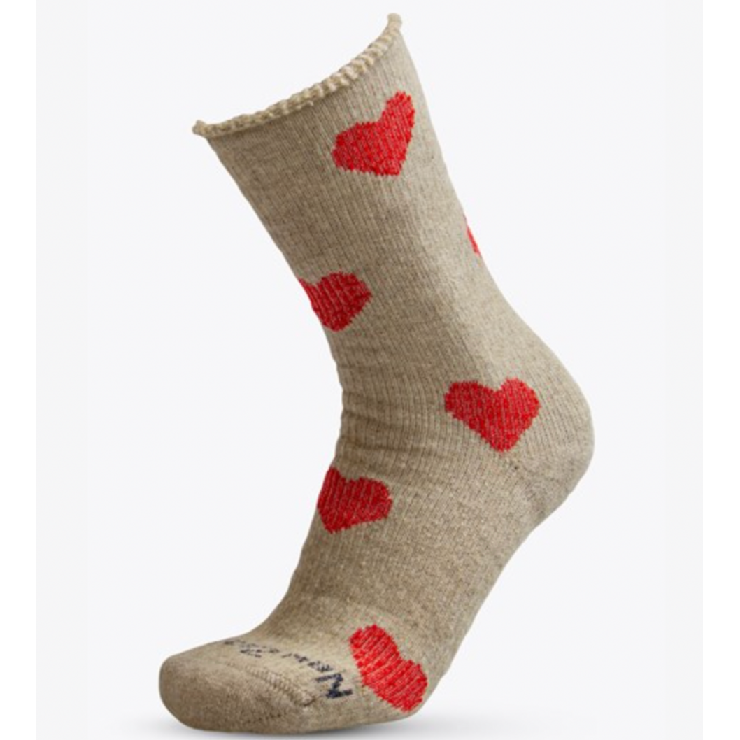 NZ Sock Co - Merino Possum Comfort Hearts (FT107)Natural/Red
