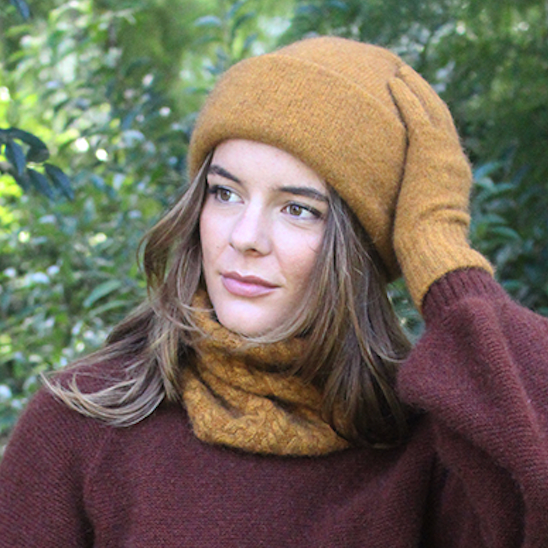 Lothlorian Merino - Possum Cable Neckwarmer/Headband (9875)Gold