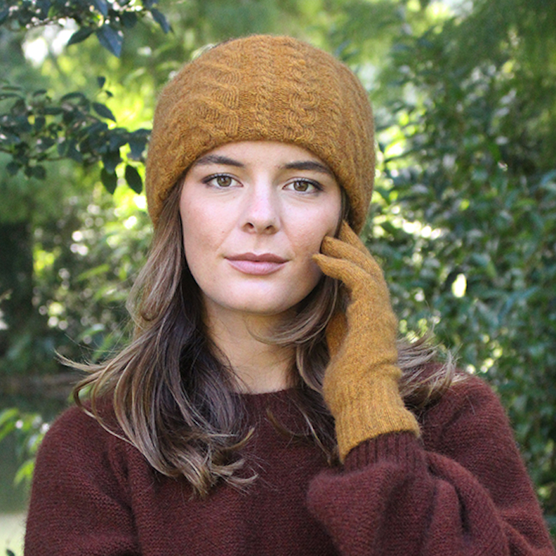 Lothlorian Merino - Possum Cable Neckwarmer/Headband (9875)Gold