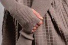 Close up of woman wearing Country Laine - Merino Textured Sloppy Joe (CL0059) in the colour Chateau.