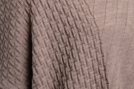 Close up of Country Laine - Merino Textured Sloppy Joe (CL0059) in the colour Chateau.