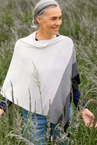 Royal Merino - 100% Merino Graduated Stripe Poncho (RM2341) Cloud