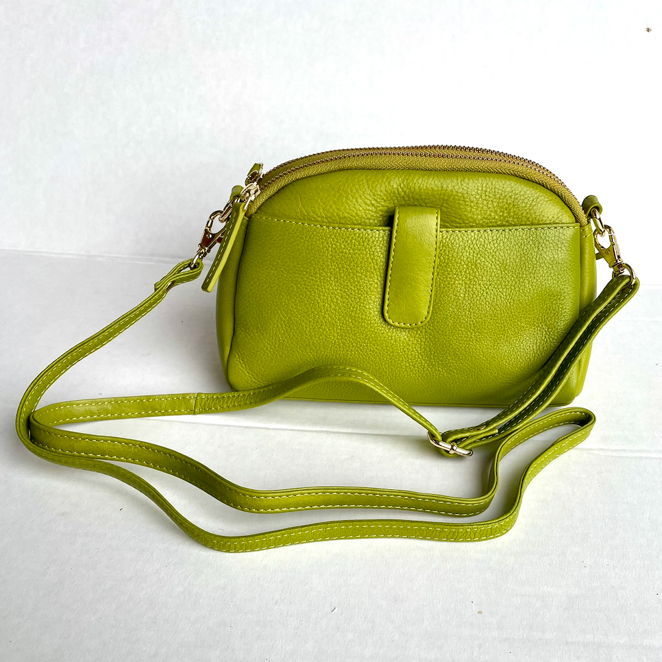 Baron - Leather Oval Top Twin Handbag (Baron2556)Car Green