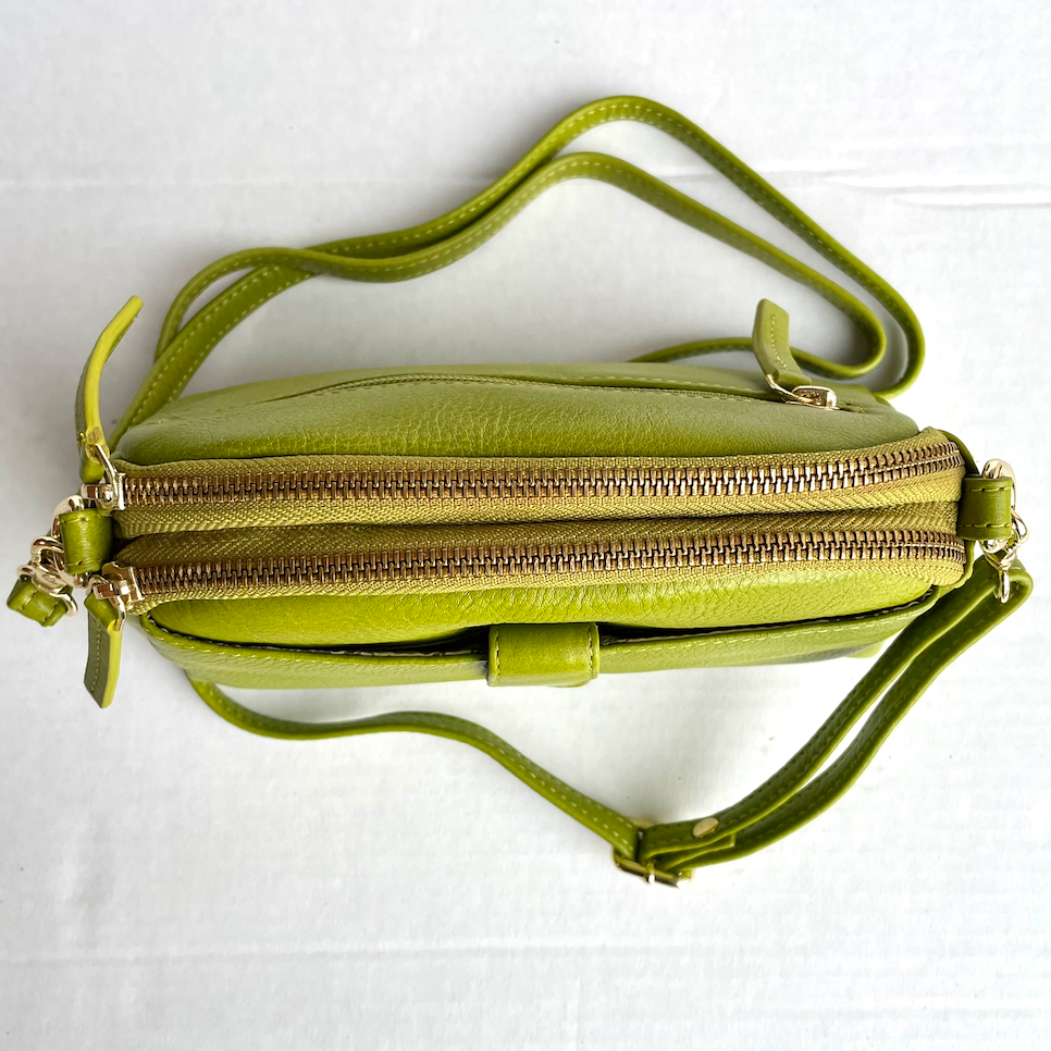 Baron - Leather Oval Top Twin Handbag (Baron2556)Car Green