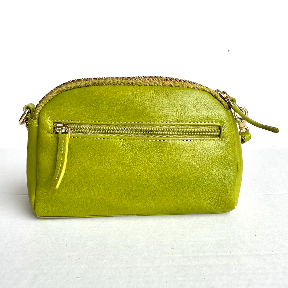 Baron - Leather Oval Top Twin Handbag (Baron2556)Car Green