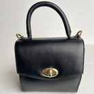 Baron - Leather Mini Handbag with Top Handle (2557)Black