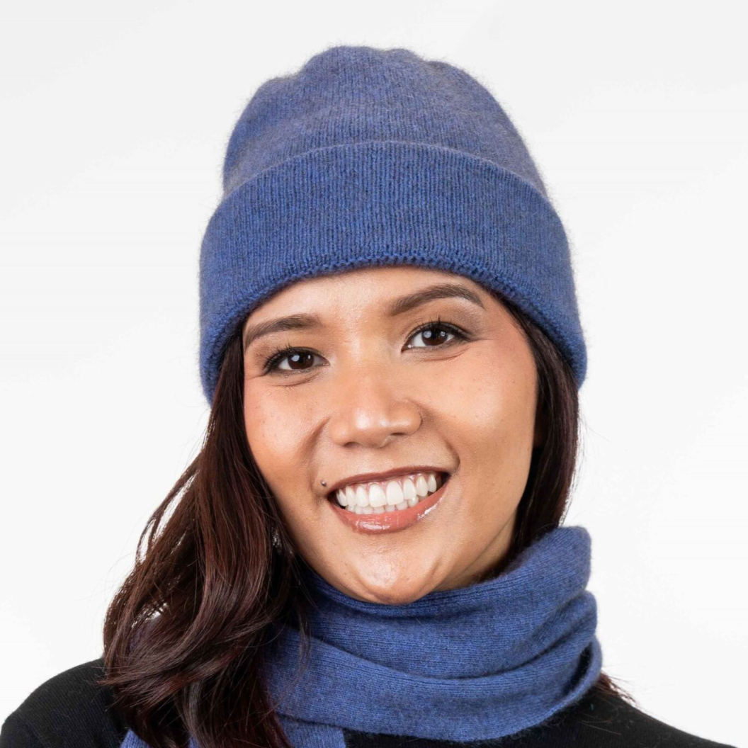 Koru - Merino & Possum Plain Beanie (KO159)Periwinkle