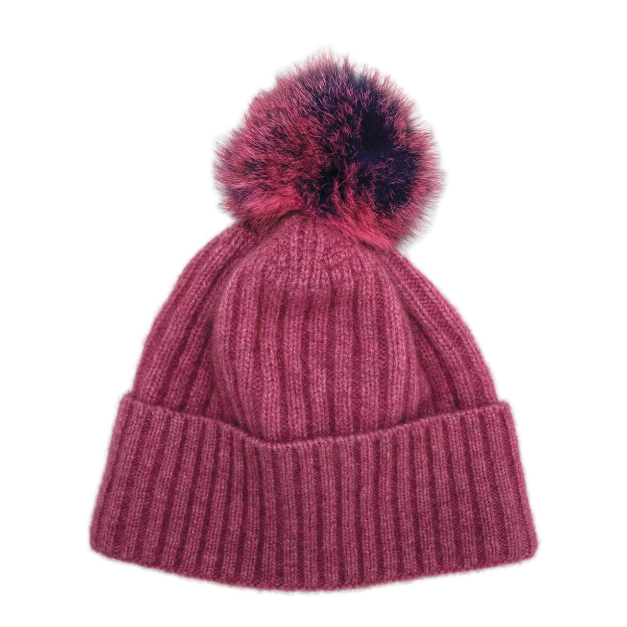 Koru Merino - Possum Fur Pom Pom Beanie (KO2013)Rose/Wildberry