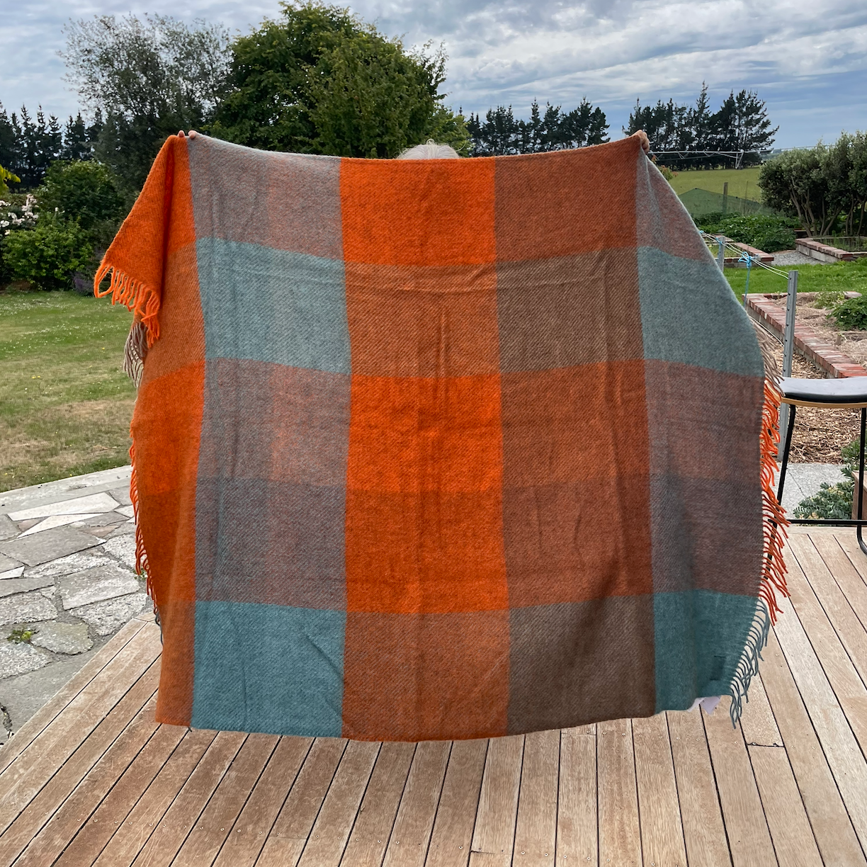Klippan - Lambswool and Gotland Check Throw Orange