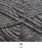 Close up ball of yarn in colour silver.