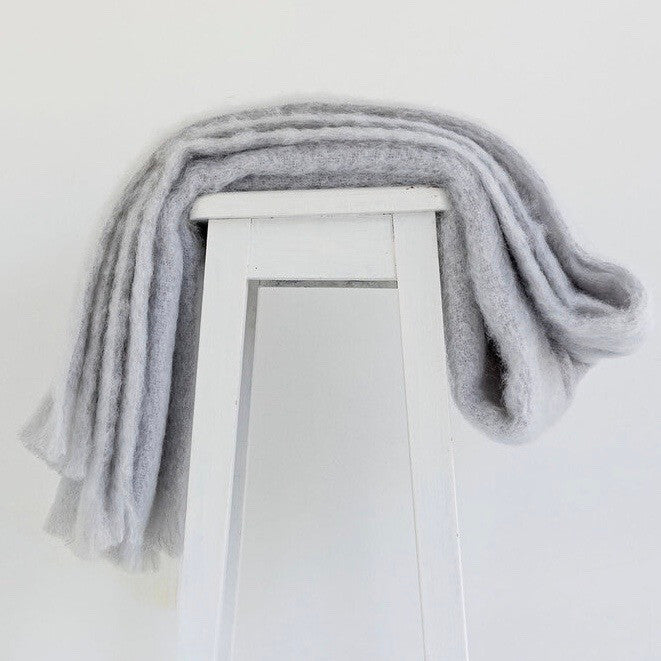 Silver colour mohair rug