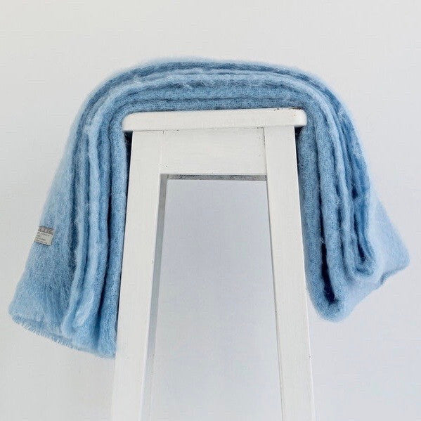 Sky colour mohair rug