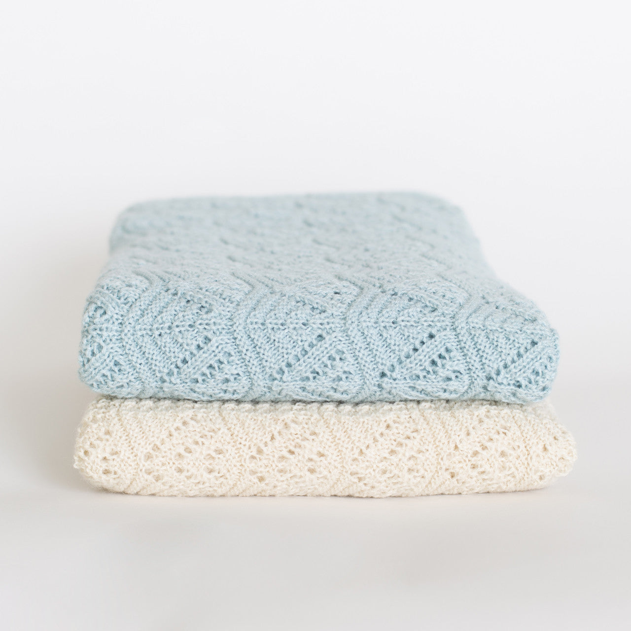 Natures Best Baby Alpaca Shawl (w15-45)Natural and Baby Blue