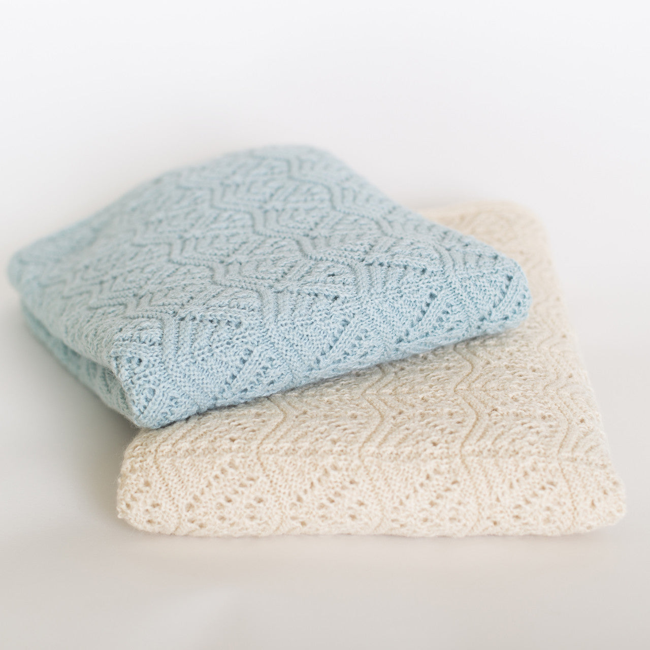 Natures Best Baby Alpaca Shawl (w15-45)Natural and Baby Blue