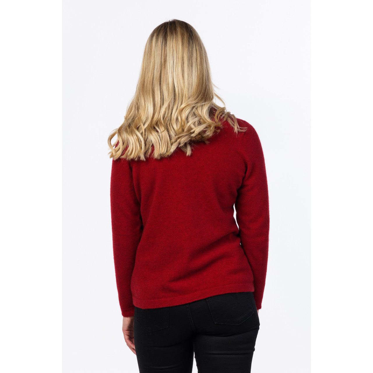 Native World - Merino & Possum Vee Plain Sweater (NB396)Berry