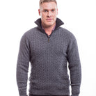 Male model wearing cable jersey. facing forward.