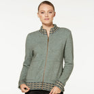 Mint colour Wave trim Zip cardigan