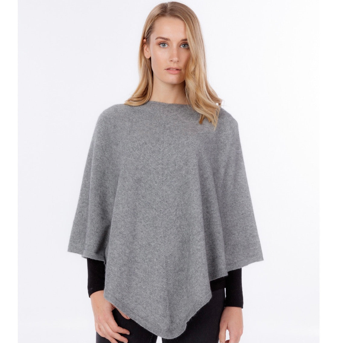 Native World - Merino & Possum Poncho (NB698)Silver