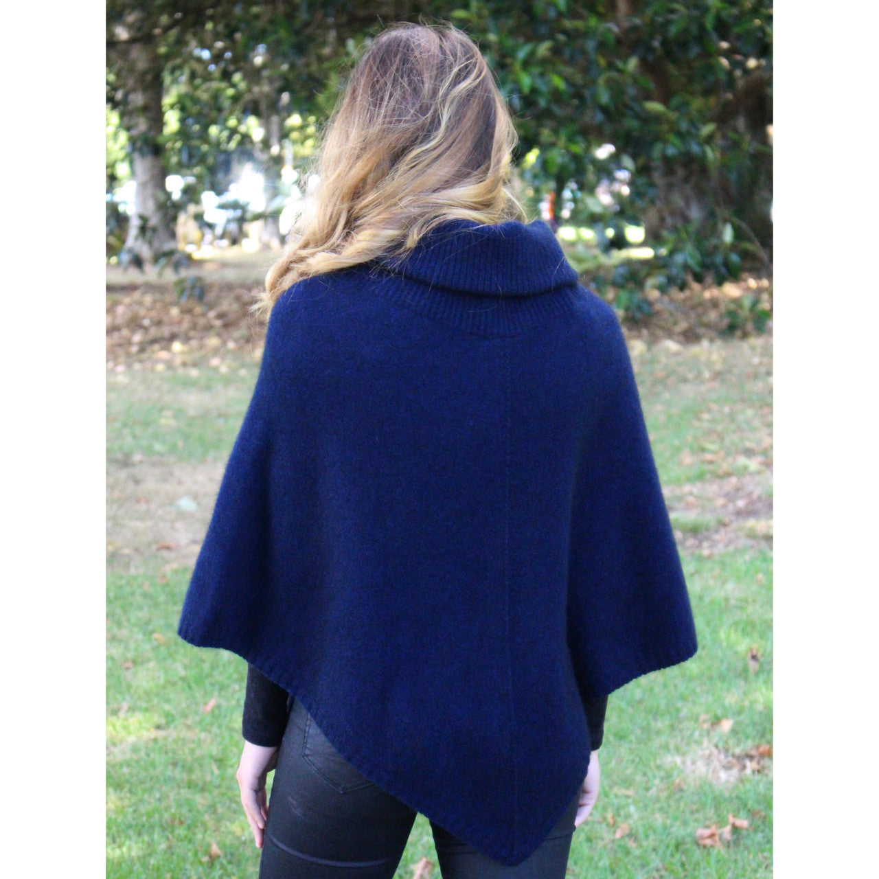 Zinity - Merino & Possum Cowl Neck Poncho - Midnight